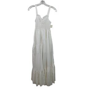 White Maxi Dress With Adjustable Straps & Smocked Bodice Ultra Flirt XS